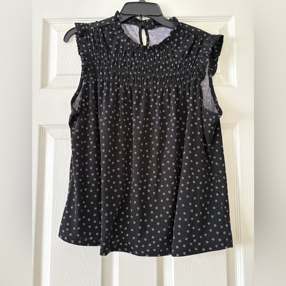 Adrianna Papell Printed Ruffle High Neck Top XL